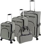 London Fog Oxford III 2 Piece Set (Cabin Bag and 25" Spinner), Black White, Black White, London Fog Oxford Iii 2 Piece Set (Cabin Bag and 25" Spinner)