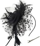 Fascinators Hats 20s 50s Pillbox Hat Cocktail Tea Party for Women (Black, One Size)