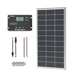 Renogy 100W Solar Panel Kit 12V RV Solar Panel System Off-Grid with 10A PWM Charge Controller Charging for 12V/24v Battery,Suitable for Camper Travel Trailer RV
