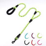 DDSCOLOUR Heavy Duty Dog Leash 5-6ft Long With Double Traffic Handle Reflective Perfect for Medium large dog leash strong Double Handle Lead ，Greater Control Safety Training (Green)