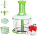 2lbDepot Manual Food Chopper - Hand Chopper - Effortless Vegetable Cutter - Superior Stainless Steel Blades - 4-in-1 Functions (Salad Dryer, Chopper, Mixer and Juicer) - 11.6x5.9 inches