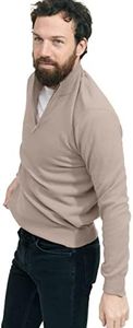 State Cashmere Men's Half Zip Mock Neck Sweater 100% Pure Cashmere Polo Neck Pullover (Undyed Natural, Large)