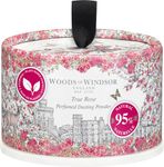 Woods of Windsor True Rose Dusting Powder with Body Puff Floral Talc Alternative Body Powder for Odour Control & Chafing Prevention, 95% Naturally Derived, Vegan & Cruelty Free 100g /3.5oz