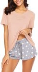 Avidlove Pajamas Set Womens Short Sleeve Loungewear Sleepwear 2 Piece PJ Sets Pink Star L