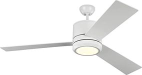 Monte Carlo 3VNMR56RZWD-V1 Vision Max Modern 56" Outdoor Ceiling Fan with LED Light and Hand Remote Control, 3 Blades, Matte White