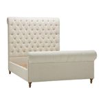 Manhattan Comfort Empire Mid Century Modern Bed Frame with Tall Upholstered Tufted Headboard and Footboard, Queen, Cream
