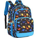 Kids backpacks,VASCHY 16in Water Resistant Backpack for Preschool/Primary/Elementary School Bookbag for Boys Girls with Tablet Sleeve Black Dino