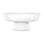 Navaris Glass Fruit Bowl - Decorative Fluted Transparent Glass Bowl for Fruit Snacks Sweets - 26cm Diameter Table Centerpiece Dish - Clear Glass