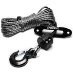 SPARKWHIZ Synthetic Winch Rope Kit, 1/4" x 50ft 10000LBS Winch Rope Line Cable with Protective Sleeve+Winch Fairlead+ Stopper+Hook for ATV UTV SUV