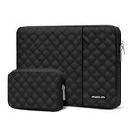 MOSISO Laptop Sleeve Compatible with MacBook Air/Pro, 13-13.3 inch Notebook, Compatible with MacBook Pro 14 inch M3 M2 M1 2024-2021, Square Quilted Vertical Bag with Pocket&Small Case, Black