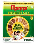 Manna Health Mix, All Natural Kids Nutrition Drink, with 14 ingredients, Zero Sugar. 100% Natural Nutrition 500g (250g, Pack of 2)