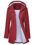 LOMON Raincoat Women Waterproof Long Hooded Trench Coats Lined Windbreaker Travel Jacket Wine Red XL