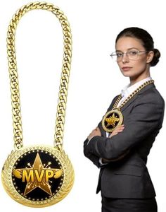 Opxuliix 6 Inch MVP Turnover Chain Medal – Heavy Duty Gold Most Valuable Player Award Medals for Youth Football Team Gifts End of Season Party Favors & Coach Appreciation