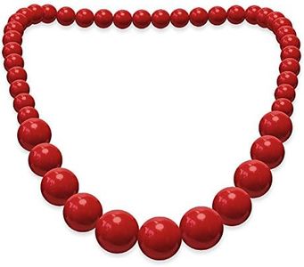 Soul-Cats® Collier de Perles Acrylique chaîne Rouge Collier de Perles Blanches, Couleur: Rouge