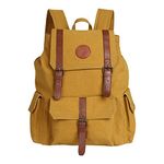 Mona B Canvas Backpack for Office, School, College for Men and Women with Upto 14" Laptop Compartment (Mustard)