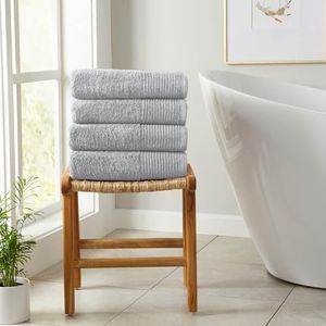 Grey Bath Towels - 100% Featherspun Cotton 4 Pack 54x27 Bath Towel Set - Ultra-Soft, Lightweight, & Quick-Drying Towels for Bathroom Decor (Light Grey)