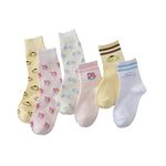 6 Pairs Women Girl's Cute Anime Cartoon Cotton Novelty Socks Soft Athletic Socks Gifts