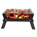 Finderomend Portable Charcoal Grill Solid Iron Foldable Barbecue Grill BBQ Grill,Tabletop Indoor Outdoor Smoker BBQ for Home Party, Backyard, Camping,Hiking,Picnics[Black]