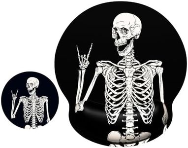 ITNRSIIET Mouse Pad and Coaster Set, Ergonomic Mouse Pad with Wrist Support, Non-Slip Rubber Base, Comfortable Memory Foam Wrist Rest Support and Cloth, Human Skeleton