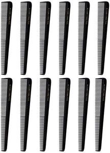 Allegro Combs #450 Tapered Hair Combs Barber Combs Hair Cutting Hairstylist Women's Combs Men's Combs 12 Units (Black)