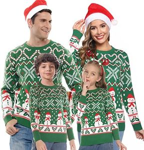 Marvmys Matching Family Snowman Christmas Sweaters Couple Ugly Holiday Knitted Pullover Top, Green, X-Large