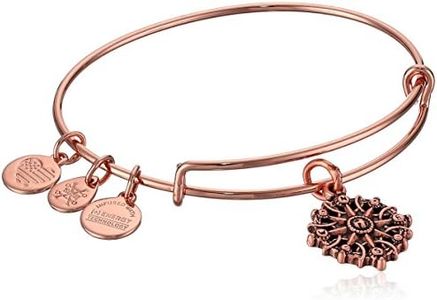 Alex and Ani Women's Compass Rose Gold Charm Bangle Bracelet, Expandable