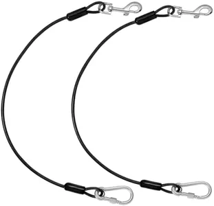 Pawaboo Chew-Proof Dog Car Seat Belt, 2 Pack 26" Heavy Duty Steel Cable Leash Extender with 360° Swivel Clip & Locking Carabiner, Coated Wire Safety Restraint for Vehicle Travel – Black