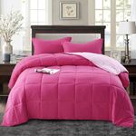 HIG 2pc Down Alternative Comforter Set - All Season Reversible Comforter with Sham - Quilted Duvet Insert with Corner Tabs -Box Stitched ââ‚¬â€œ Hypoallergenic, Soft, Fluffy(Twin/Twin XL, Pink)