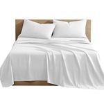 Pizuna 100% Cotton Single Flat Sheet White, 400 Thread Count Long Staple Cotton Flat Sheet Single 180x280 cm, Soft Sateen Weave Top Sheet Single(Cotton Flat Sheet Single White)