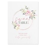 Pink Floral Sweet Table Sign for Wedding, Baby Shower, Birthday Party - A4