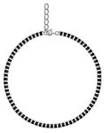 Nemichand Jewels Pure 925 Sterling Silver Nazariya Anklet Payal for Women (Black)