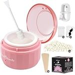 Mini Waxing Kit for Women & Men - Mini Portable Wax Warmer for Nose/Ear/Eyebrow/Beard/Lip Fuzz Hair Removal with 50g Hard Wax Beans, 10 Applicators & 5 Nose Hair Sticks &1 Silicone Pot - 5V USB(Pink)