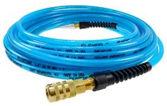 Coilhose Pneumatics PFE4100TS15X Flexeel Reinforced Polyurethane Air Hose, 1/4" ID, 100' Length with 1/4" Industrial Coupler & Connector, Transparent Blue, Polyurethane