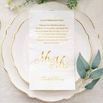 Crisky Gold Mr & Mrs Dinner Napkins Wedding Dinner Napkins Replace Thank You Card Disposable Decorative Towels for Wedding Shower Banquet, Wedding Rehearsal Dinner Decoraions,50 Pcs, 3-ply, 12"x16"