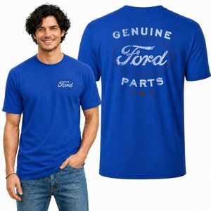 Wild Bobby Genuine Ford Parts Vintage Distressed Cars and Trucks Mens Graphic Tees Front and Back T Shirt Printed Graphic Tees for Men, Royal, 4X-Large