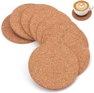 Tebery 20 Pack Round 3.9" Absorbent Cork Coasters for Drinks in Office, Home, or Cottage -1/5" Thick