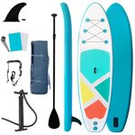 Inflatable Stand-Up Paddle Boards for Adults, QILEBA 10ft Extra Wide Stable Inflatable Yoga Paddleboard with Durable SUP Accessories, Fins, Adjustable Paddle, Pump, Leash, Ultra-Light Non-Slip Deck