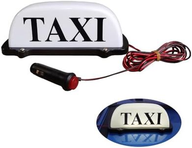 FUNGNLY 12V Taxi Sign Light, Magnetic Waterproof Taxi Cab Roof Top Illuminated Sign,Taxi Sign LED Light Sealed Base with 3-Meter Power Cable,White Shell and White LED Light Taxi Sign Light