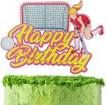 Girls Field Hockey Cake Topper, Field Hockey Happy Birthday Cake Topper, Field Hockey Sport Theme Party Decoration, Field Hockey Party Favor for Female Players Fans