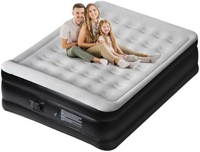 Panana Double Air Bed Inflatable Airbed with Built-in Pump Blow Up Bed with Flocked Top, Self-Inflation Deflation Mattress with Storage Bag for Home Camping 203x152x47cm