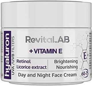 RevitaLAB Hyaluron Anti-Aging Day and Night Cream, Enriched with Vitamin A (Retinol) Vitamin E, Licorice Root Extract, Hyaluronic Acid and UV Filters for Ages 60 – 75, 50 ml