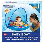 SwimSchool Self-Inflating Baby Float with Adjustable Canopy - 6-24 Months - Super Buoyant Baby Swim Float with Splash & Play Activity Center and Adjustable Safety Seat - Sea Creatures Design