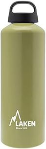 Laken Classic Water Bottle with Wide Mouth, Single Wall Lightweight Aluminum BPA Free, Leak-Proof Screw Cap, 1 Litre, Khaki