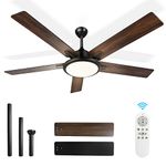 OUTON 52" Ceiling Fans with Lights & Remote Control, LED Dimmable Modern Ceiling Fan with 3 Color Temperature, Memory Function, 5 Dual Finish Blades, Indoor Outdoor Ceiling Fan for Bedroom,Living Room