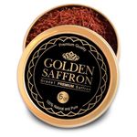 Golden Saffron, Finest Pure Premium All Red Saffron Threads, Grade A+, Highest Grade Saffron for Tea, Paella, Rice, Desserts, No Artificial, No Preservatives (5 Gram)