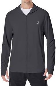 Roadbox Men's UPF 50+ Sun Protection Hoodie Jacket Lightweight Zip Fishing Hiking UV Shirts with Pockets and Thumbholes Dark Gray