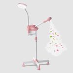 Professional Facial Steamer, 2In 1 Ozone Facial Steamer on Wheels, SPA Facail Steamer with 5X Magnifying Lamp, Stand Facial Steamer with Time Setting, Pink…