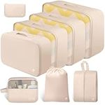 HOTOR Packing Cubes - 8 Pieces, Light Packing Cubes Travel Organizer, Premium Luggage Organizer Set, Space-Saving Travel Organizer for Suitcase, Travel Accessories and Essentials, Beige