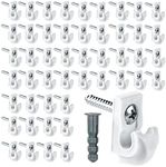 White Down Wall Clip Closet Shelves Clips Wire Shelf Loop Clips Plastic Heavy Duty Wire Shelf Brackets Included Clips Screws and Expansion Tubes for Wire Closet Shelving (48 Pack)