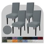 JIVINER Stretch Chair Covers for Dining Chairs Set of 4 Decorative Jacquard Dining Room Chair Covers Washable Kitchen Chair Slip Covers for Dining Room, Hotel, Party (4, Light Gray)